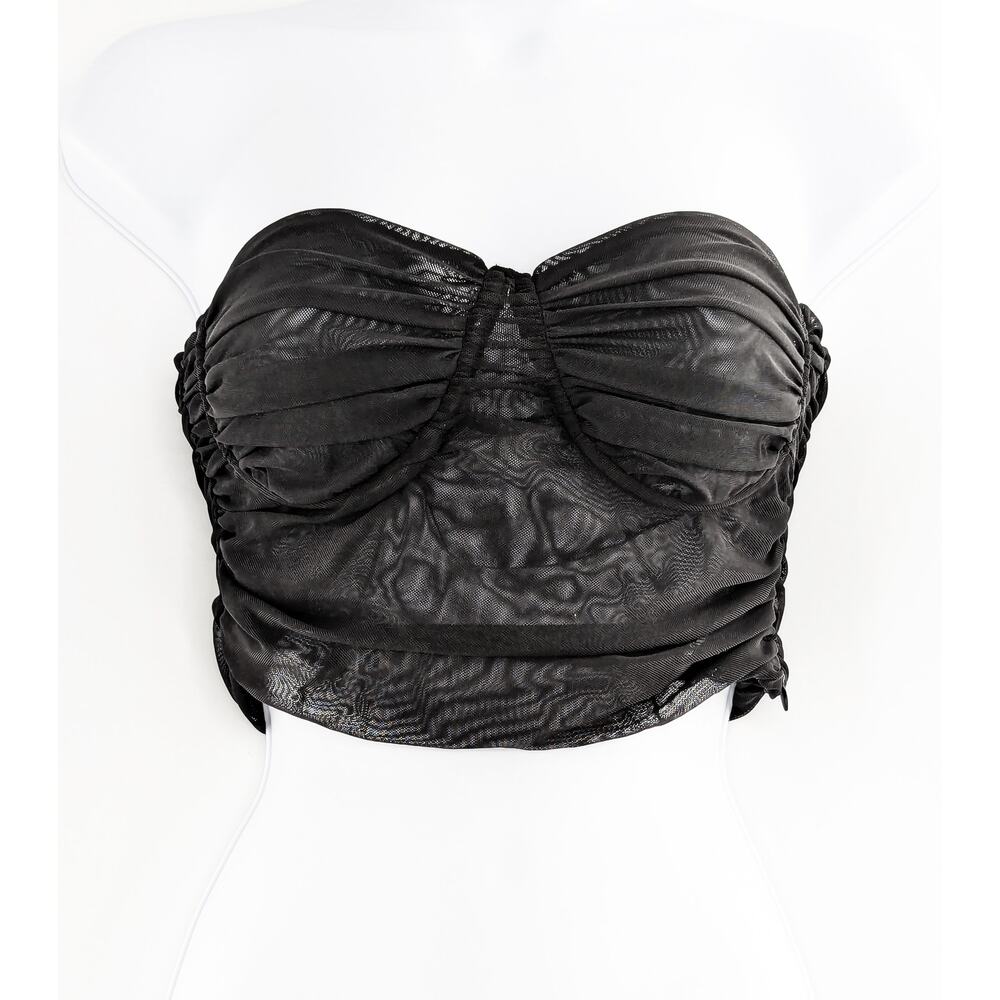 Black Strapless Bustier Corset Tulle Crop Top Nocturne - Picture 2 of 12